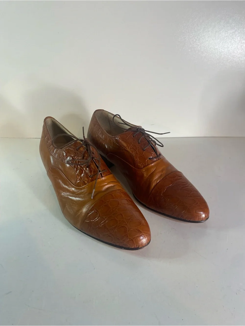 Vintage Carlo Morandi Genuine Eel Skin Lace Up Dress Shoes Italy Size 10.5